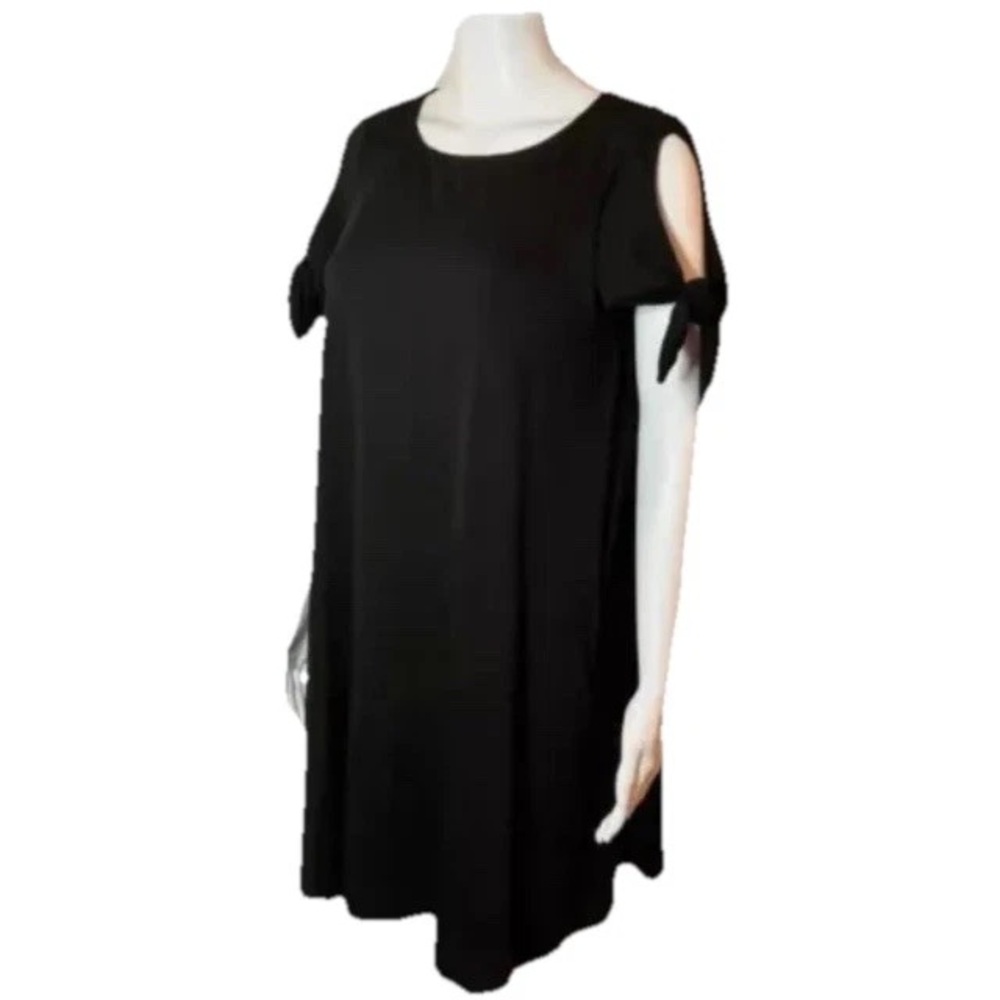 Susana Monaco Woman’s Tie Sleeve Short Sleeve Stretch Swing Dress Black S